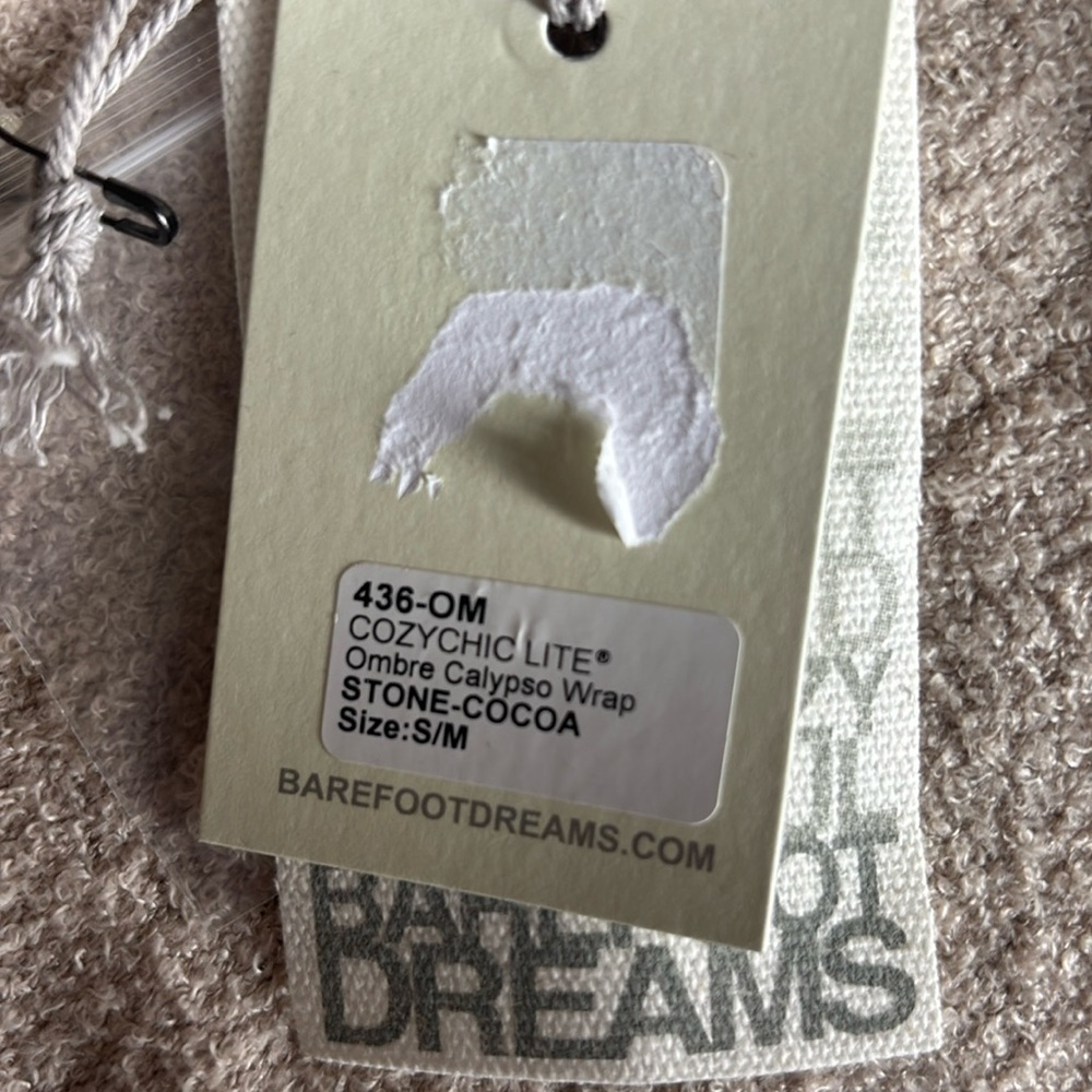 BAREFOOT DREAMS Bamboo Chic Lite Ombre Calypso Wrap Cardigan Stone Cocoa S/M NWT - Picture 4 of 6